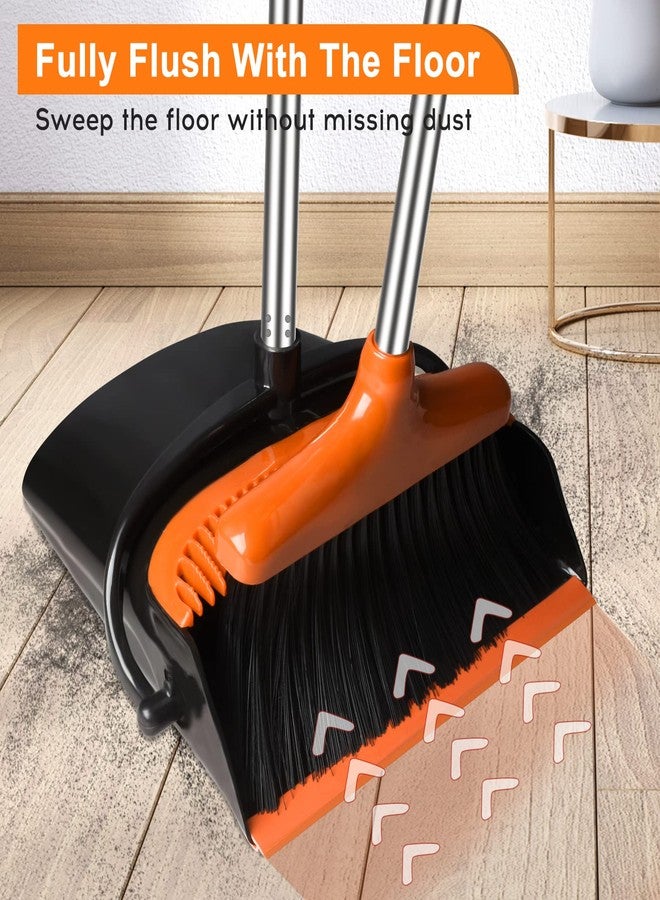 GRAREND Broom and Dustpan Set for Home, Upright 55" Broom and Dustpan Combo with Long Handle, Lobby Broom Sweeping for House Kitchen Room Office Indoor Floor Cleaning Supplies Housewarming Gift-Orange - Image 5